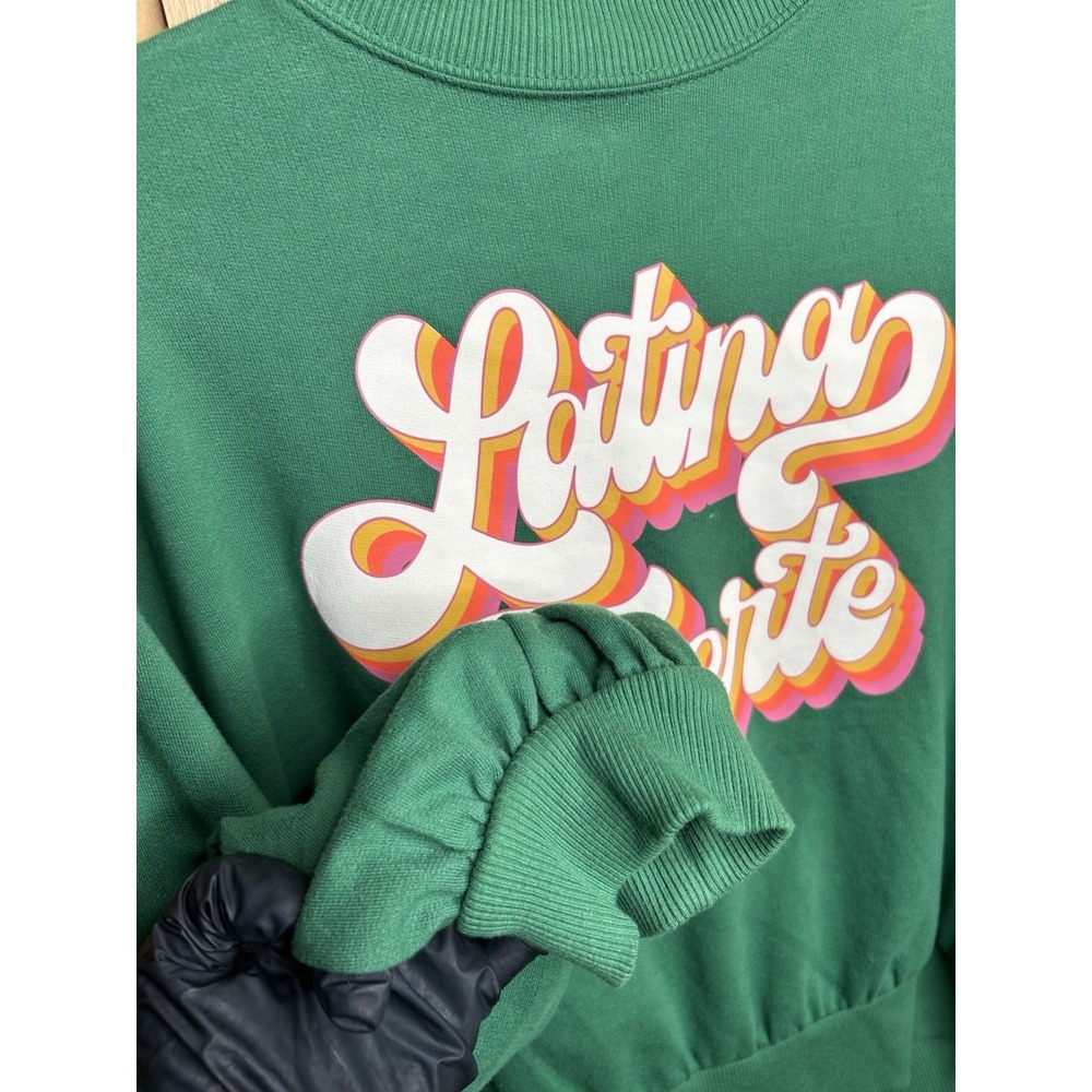 Latino Heritage Month Women Shirt "Latina Fuerte" Green Long Sleeve Target M - Picture 3 of 6